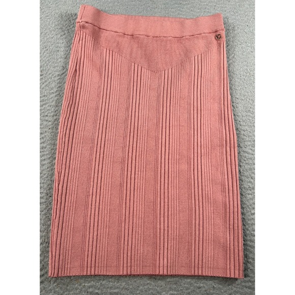 Guess Skirt Women's Small Pink Bandage Midi Ribbed Knit Cocktail Party Stretch - Picture 2 of 11